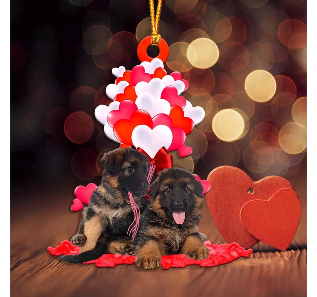 Personalized German Shepherd Heart Balloons Couple Shape Ornament