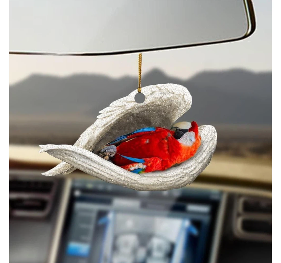 Personalized Green-winged Macaw Sleeping Angel Cus Ornament