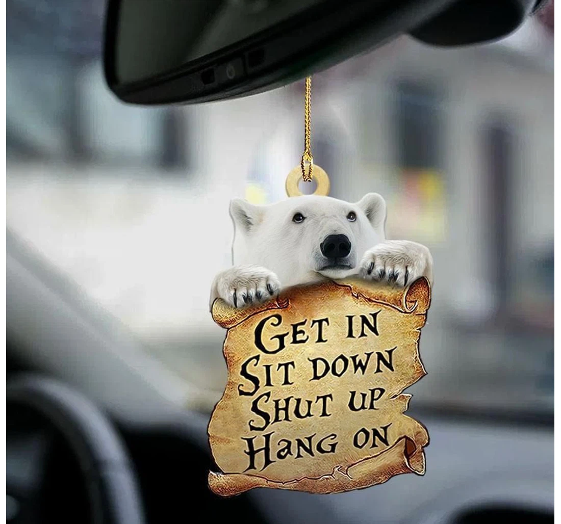 Personalized Polar Bear Get In Sit Down Ornament