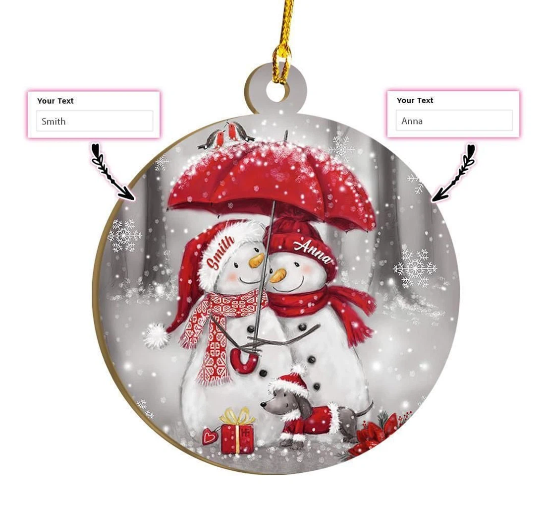 Personalized Name Snowman Family Custom Ornament