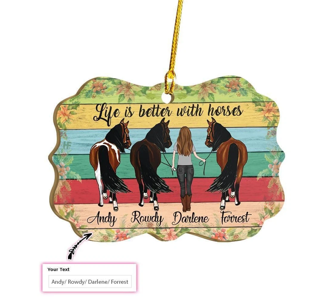 Personalized Life Is Better With Horses Custom Ornament