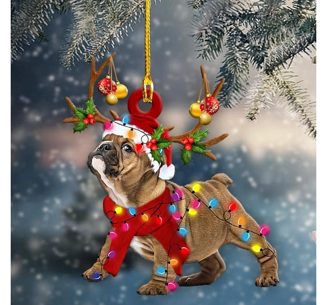 Bulldog Christmas Light Shape Christmas Ornament