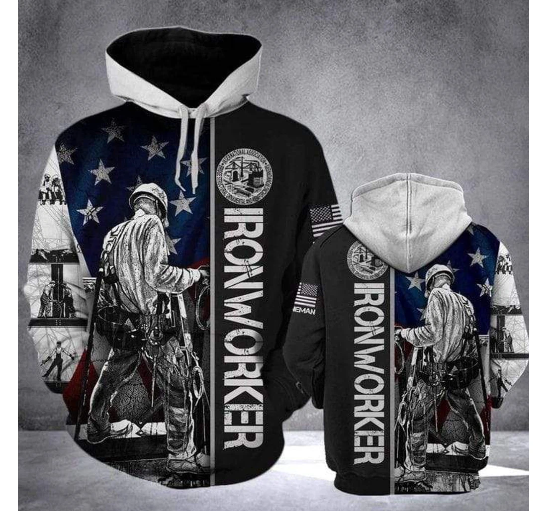 Personalized Amazing Ironworker B W - 3D Printed Pullover Hoodie