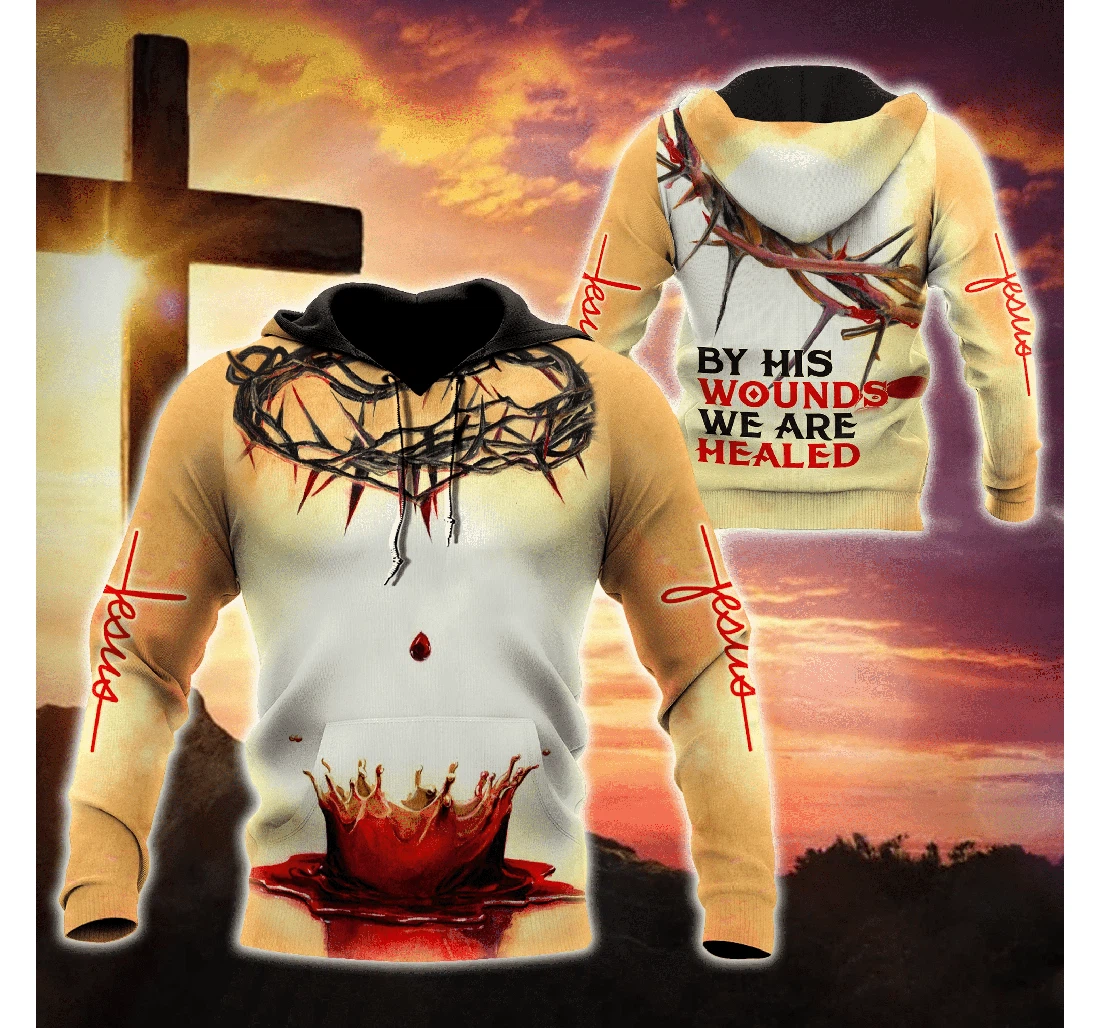 Personalized Jesus Catholic Crown By Hid Wounds - 3D Printed Pullover Hoodie