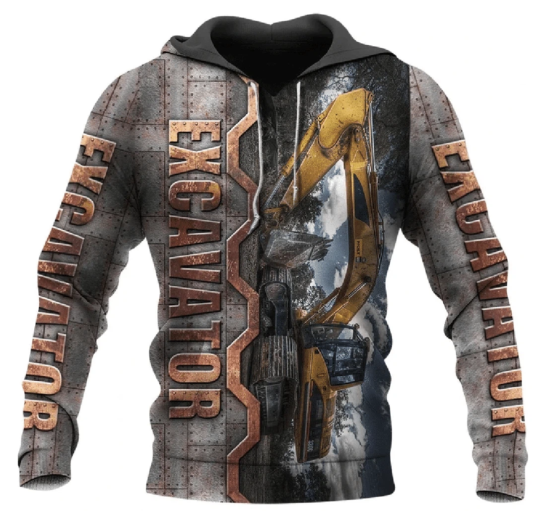 Personalized Awesome Excavator Iron Pattern - 3D Printed Pullover Hoodie