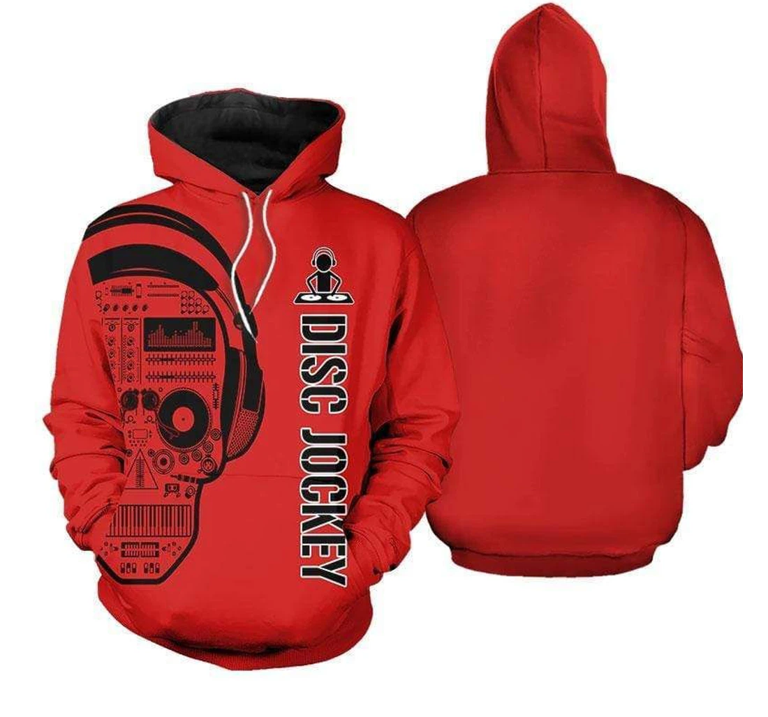 Personalized Dj Skull Red - 3D Printed Pullover Hoodie