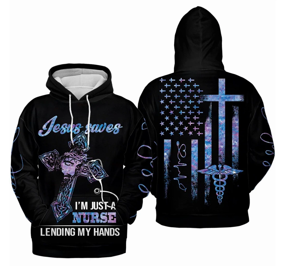 Personalized Jesus Saves I'm Just A Nurse Va - 3D Printed Pullover Hoodie