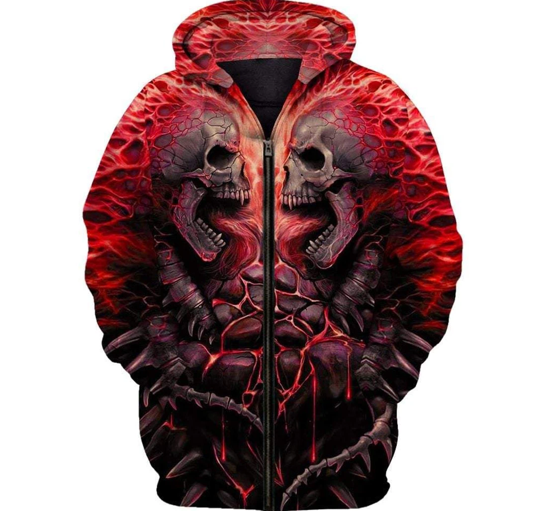 Personalized Halloween Honor Red Skull Stone - 3D Printed Pullover Hoodie