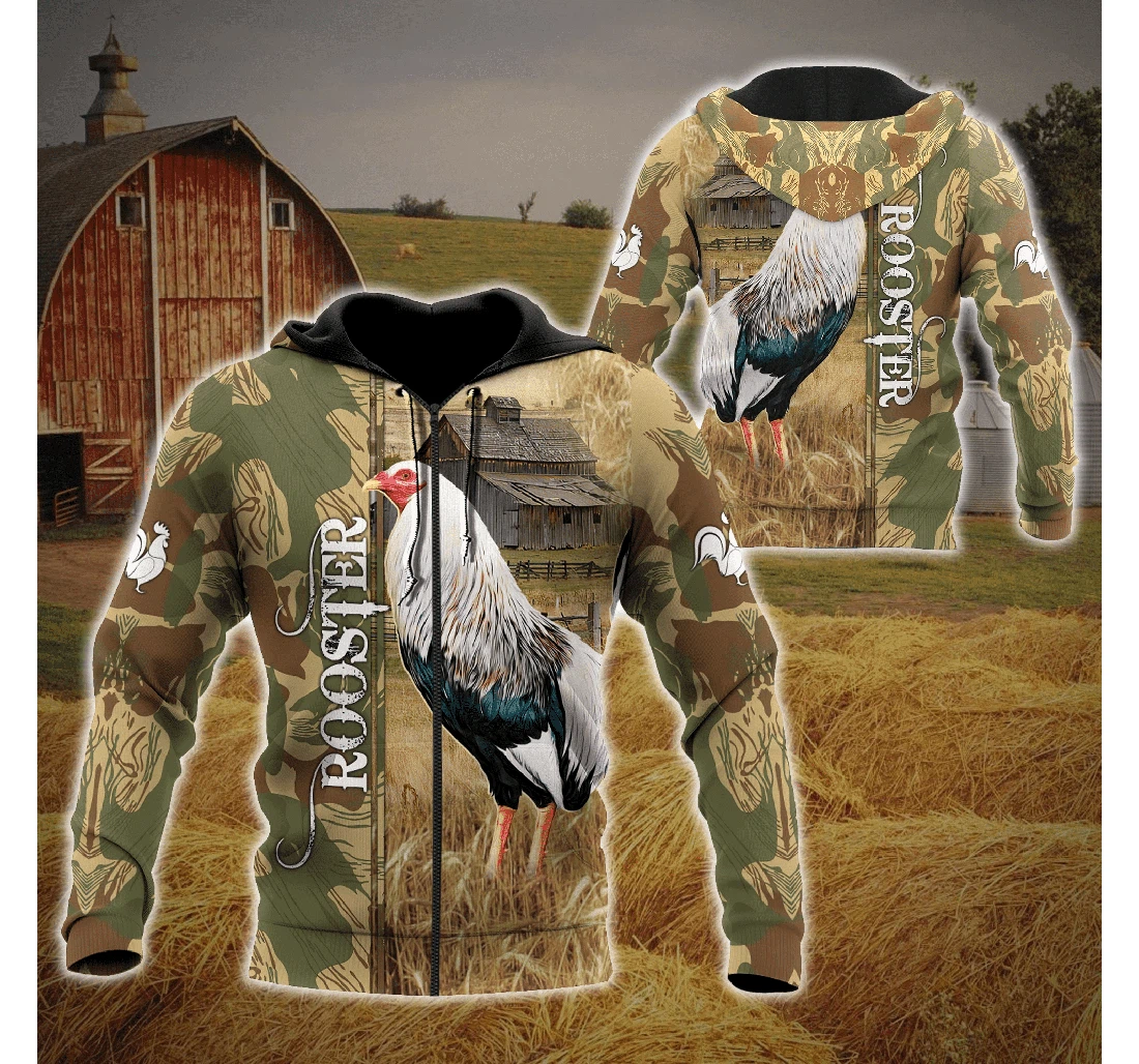 Personalized Rooster Camo Pattern - 3D Printed Pullover Hoodie