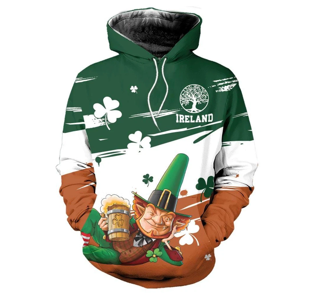 Personalized Irish St Patrick Day Drinking Beer H - 3D Printed Pullover Hoodie