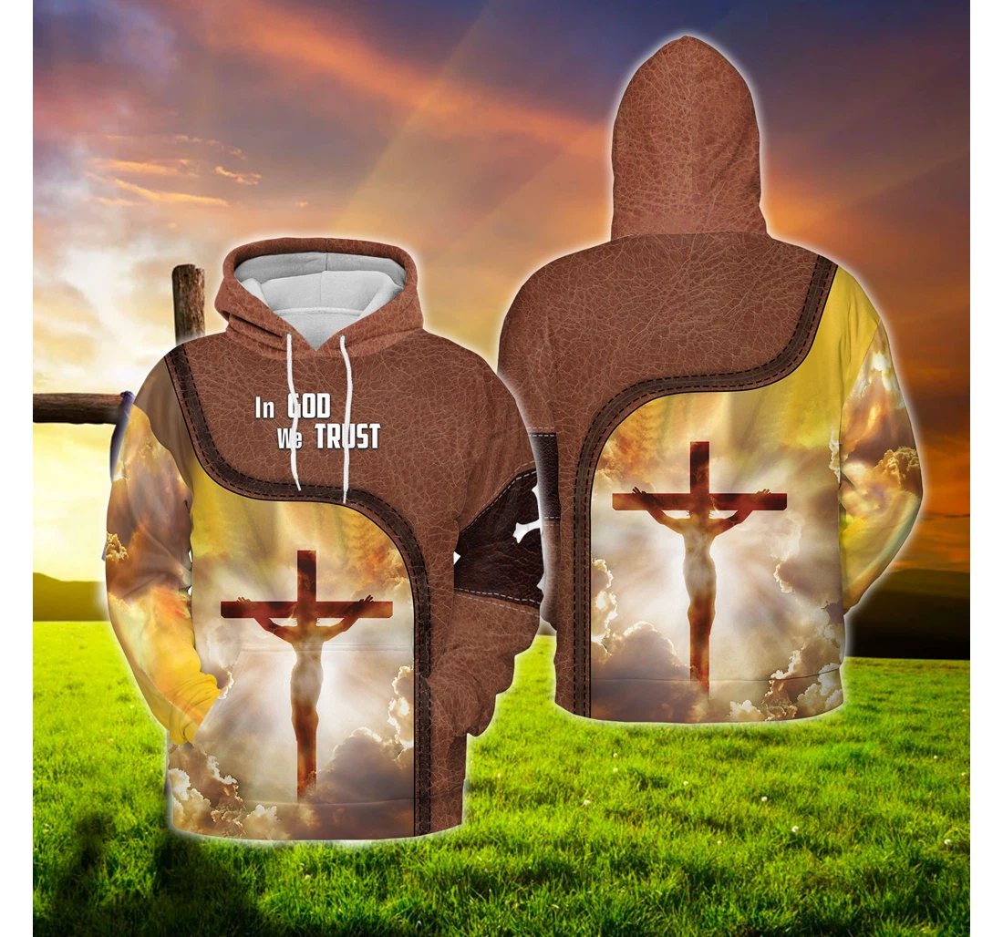 Personalized In God We Trust Jesus Cross H - 3D Printed Pullover Hoodie