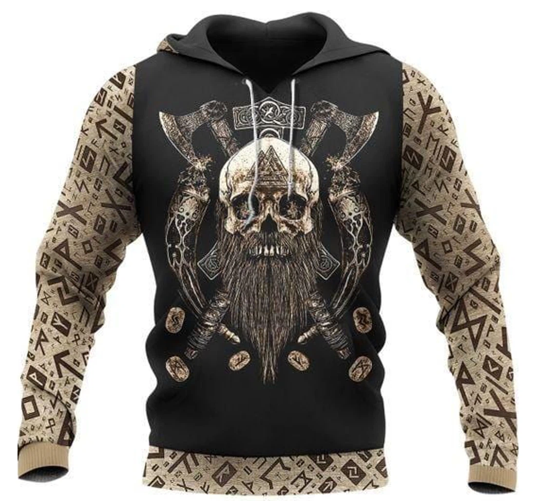 Personalized Viking Warrior Skull Valhalla Luxury Beard V - 3D Printed Pullover Hoodie