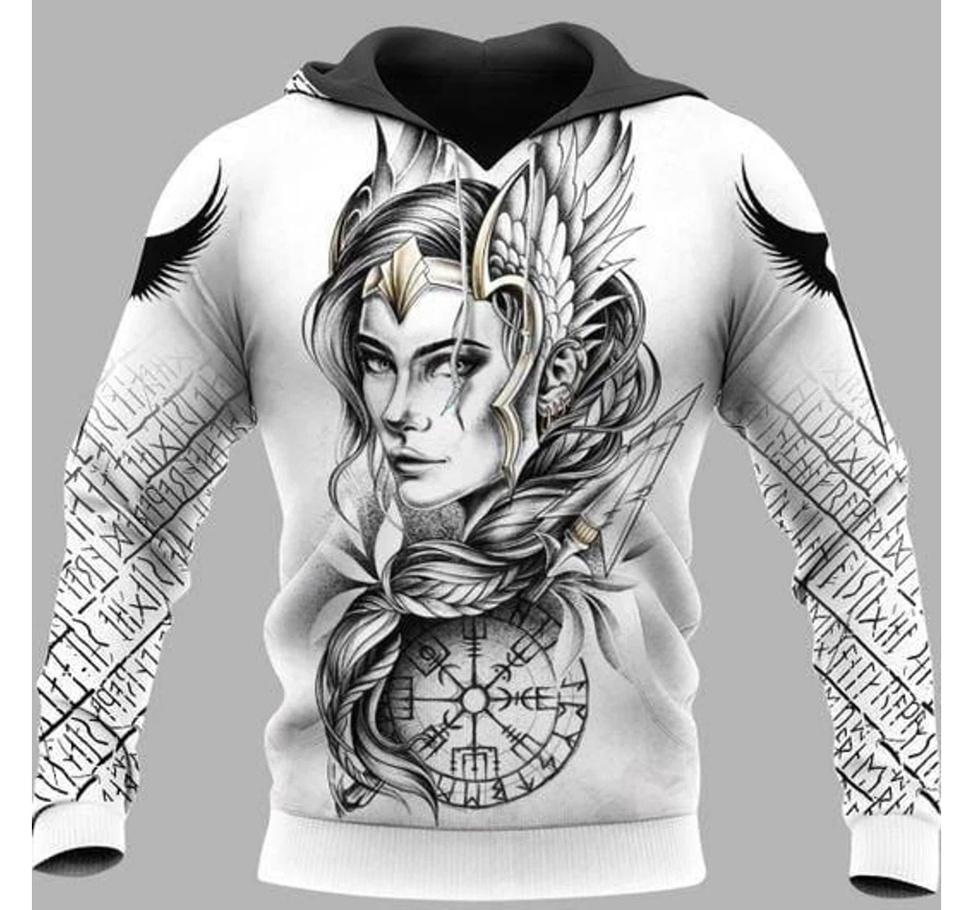 Personalized Viking Tattoo Freya Freyja Vegvísir Wings V - 3D Printed Pullover Hoodie
