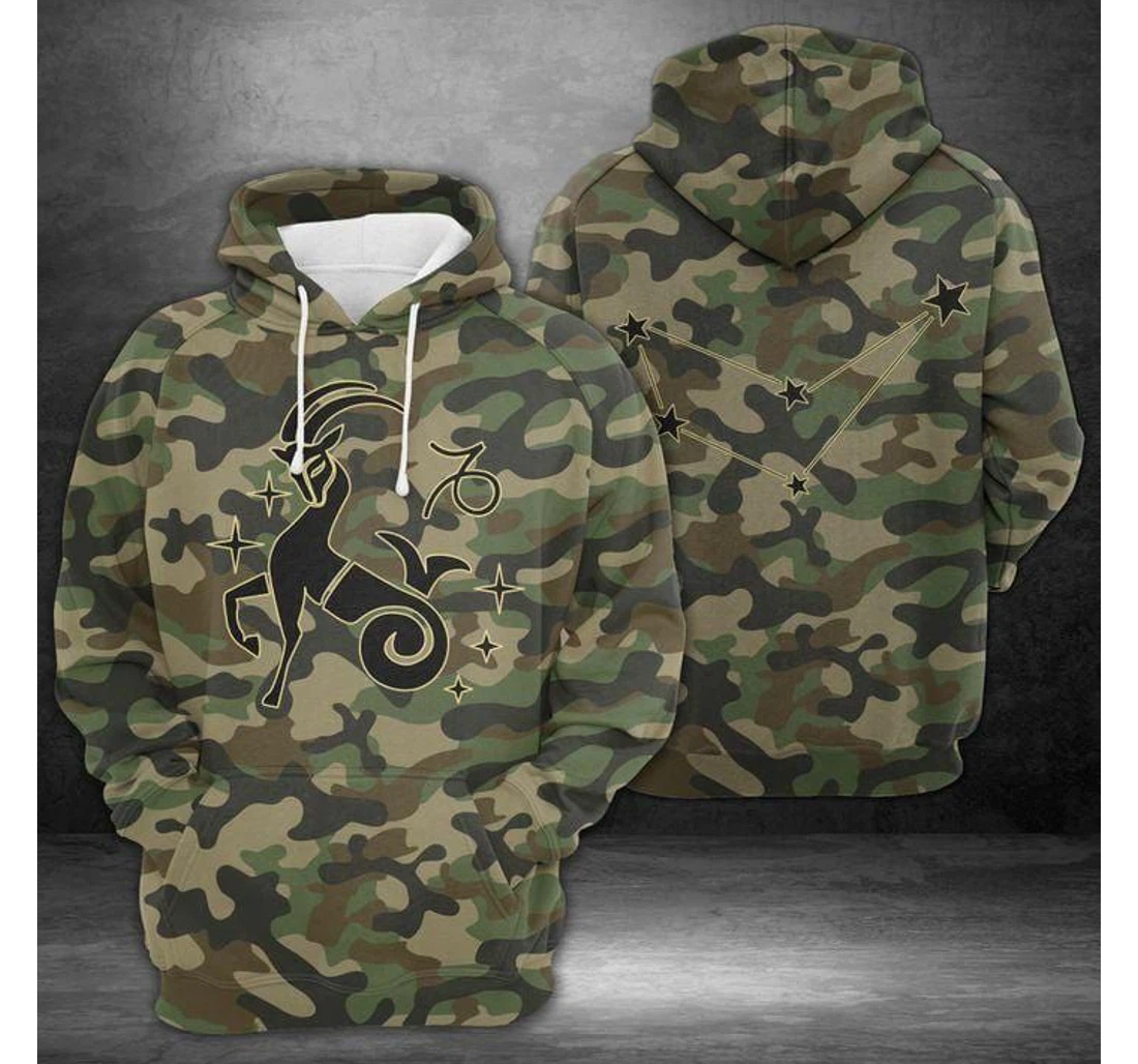 Personalized Awesome Capricorn Horoscope Camo Birthday - 3D Printed Pullover Hoodie
