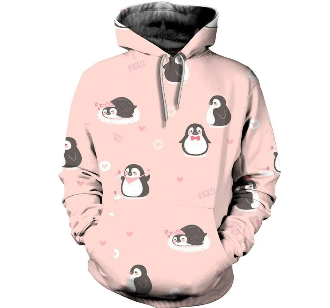 Personalized Pink Penguin - 3D Printed Pullover Hoodie