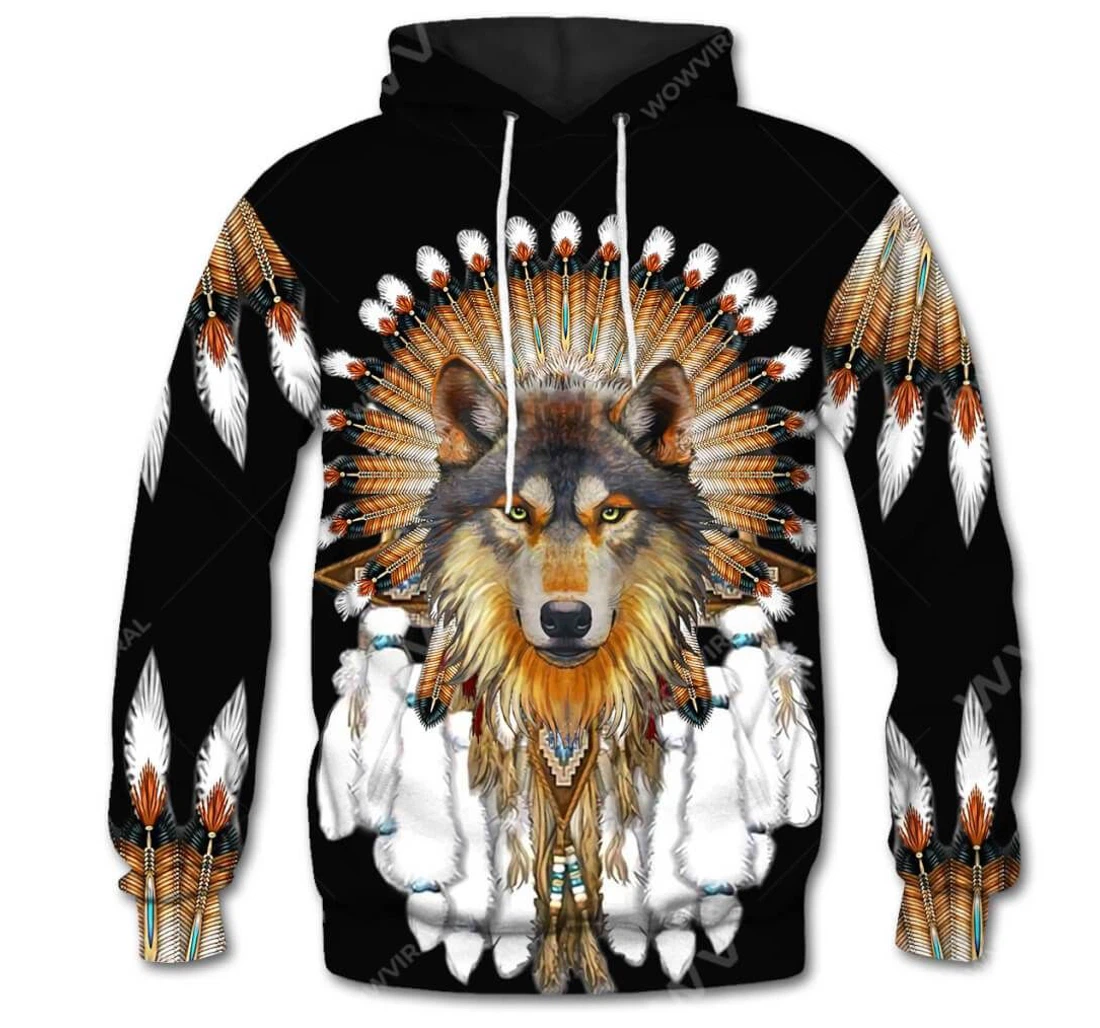 Personalized Grey Wolf Dreamcatcher Native American - 3D Printed Pullover Hoodie