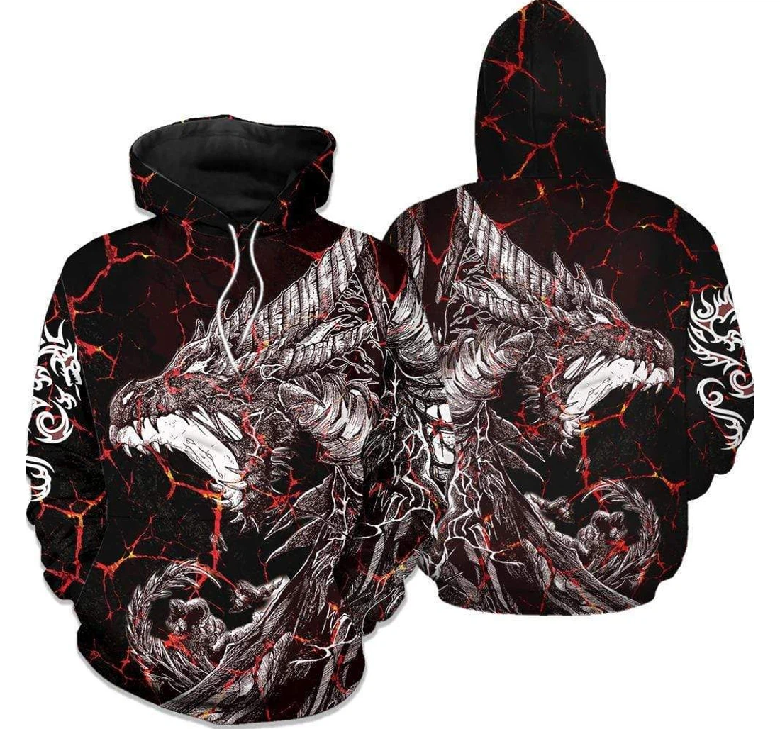 Personalized Dragon Red V - 3D Printed Pullover Hoodie