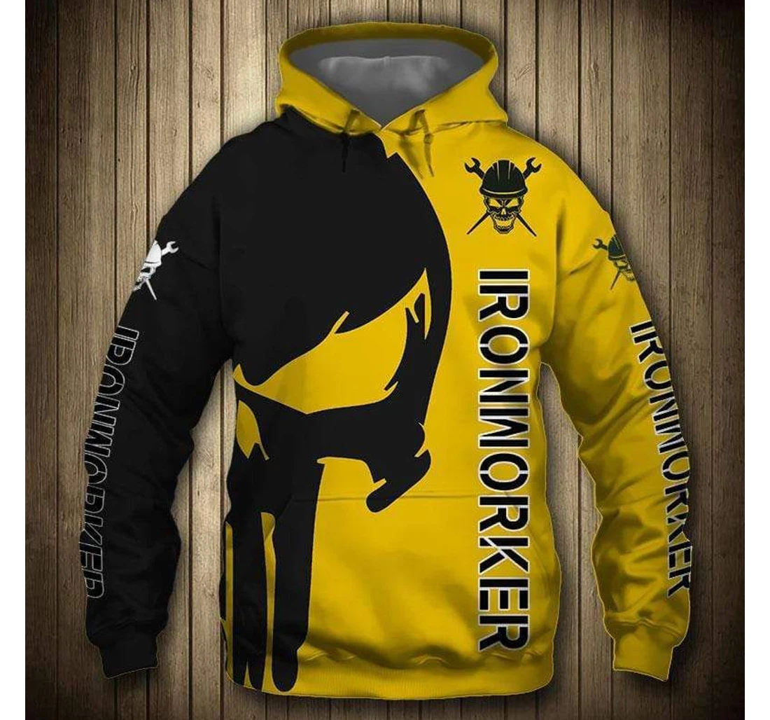 Personalized Dad Father's Day Ironworker Yellow - 3D Printed Pullover Hoodie