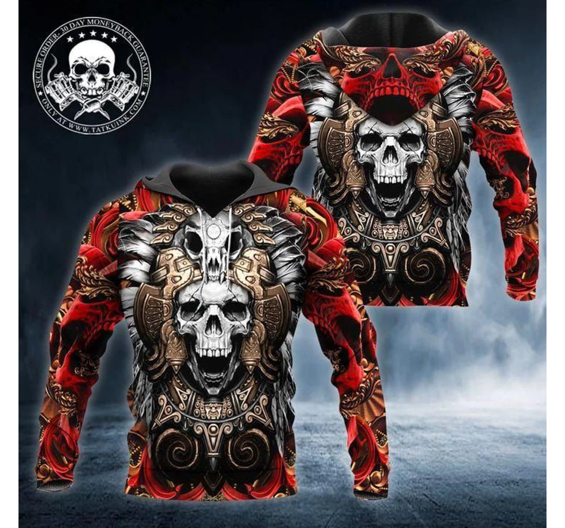 Personalized King Skull Tattoo Native American V - 3D Printed Pullover Hoodie