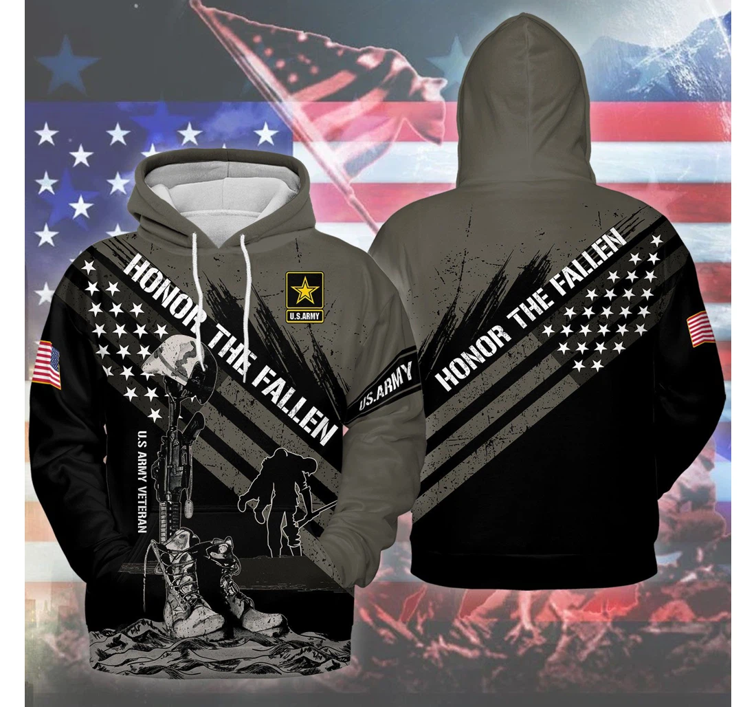 Personalized Honor The Fallen Us Army - 3D Printed Pullover Hoodie