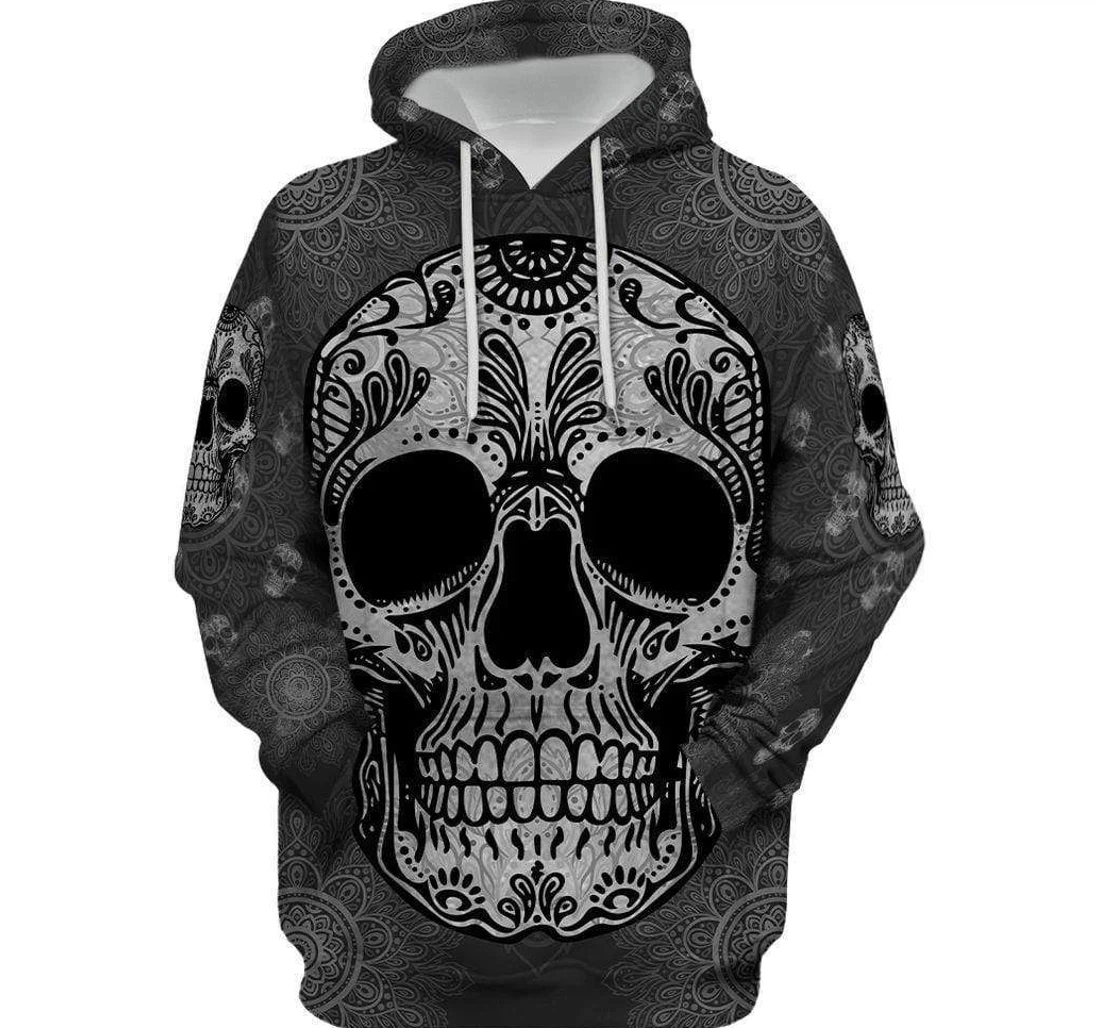 Personalized Sugar Skull Darkness Mandala Carbon Pattern H - 3D Printed Pullover Hoodie