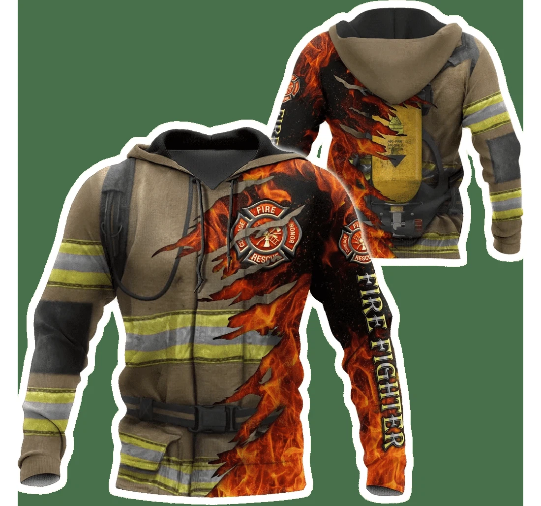 Personalized Firefighter V - 3D Printed Pullover Hoodie