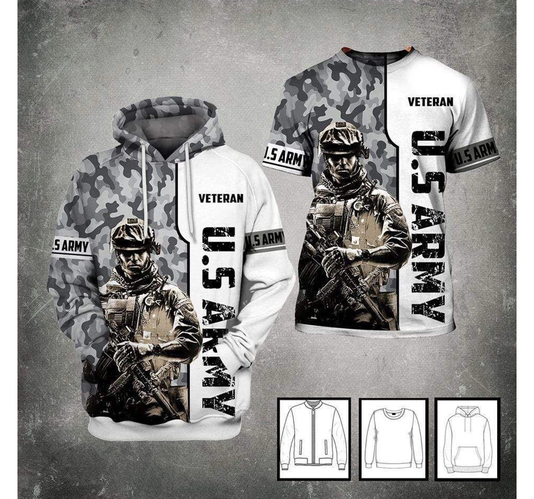 Personalized Us Army Veteran Camo - 3D Printed Pullover Hoodie