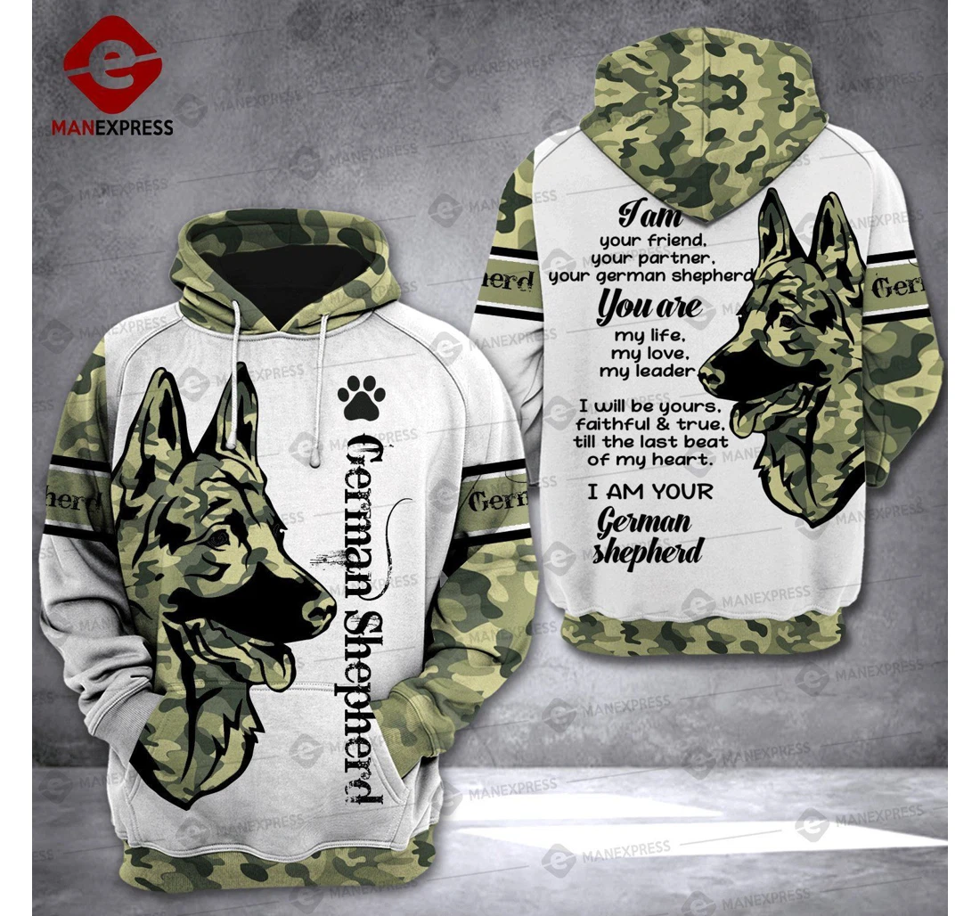 Personalized German Shepherd Camouflage Hjdby - 3D Printed Pullover Hoodie