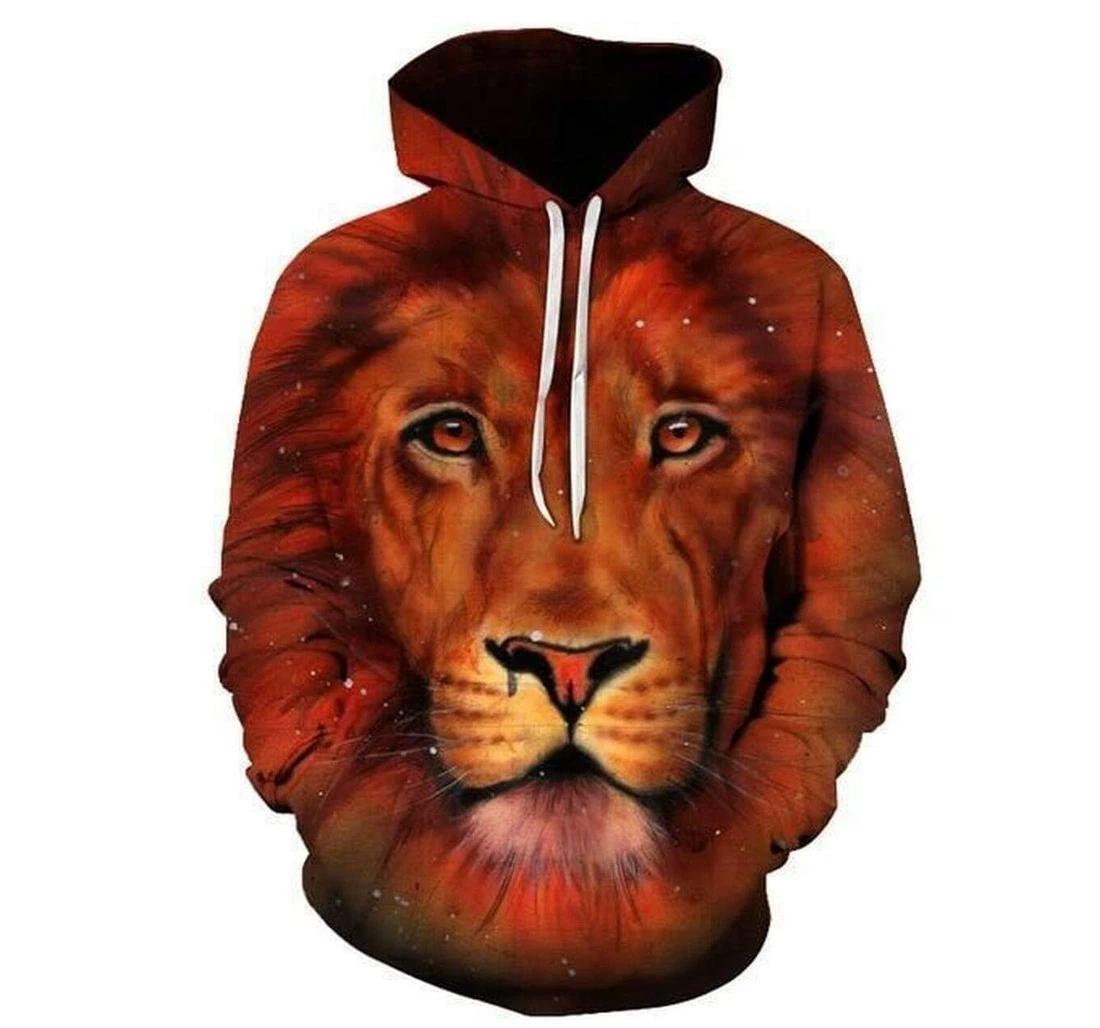 Personalized Brown Majestic Lion Jungle King Animal - 3D Printed Pullover Hoodie