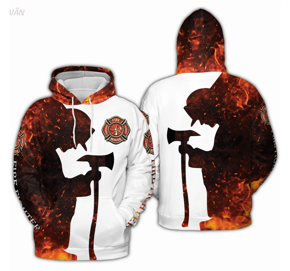 Personalized Respectful Firefighter V - 3D Printed Pullover Hoodie