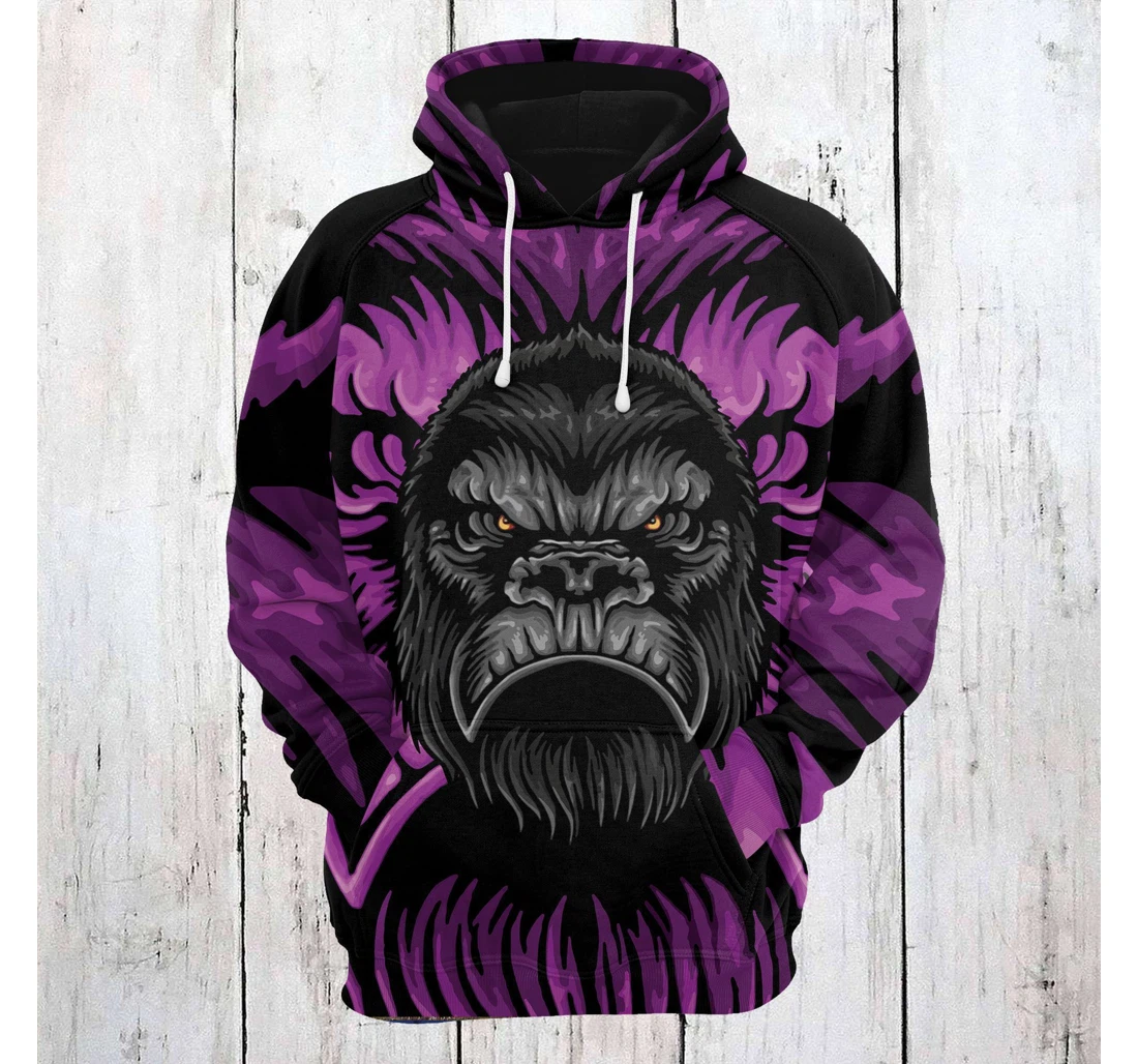 Personalized Gorilla Awesome Face Kcaxd - 3D Printed Pullover Hoodie