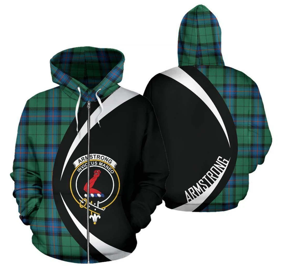 Personalized Armstrong Ancient Tartan Circle Hdece - 3D Printed Pullover Hoodie