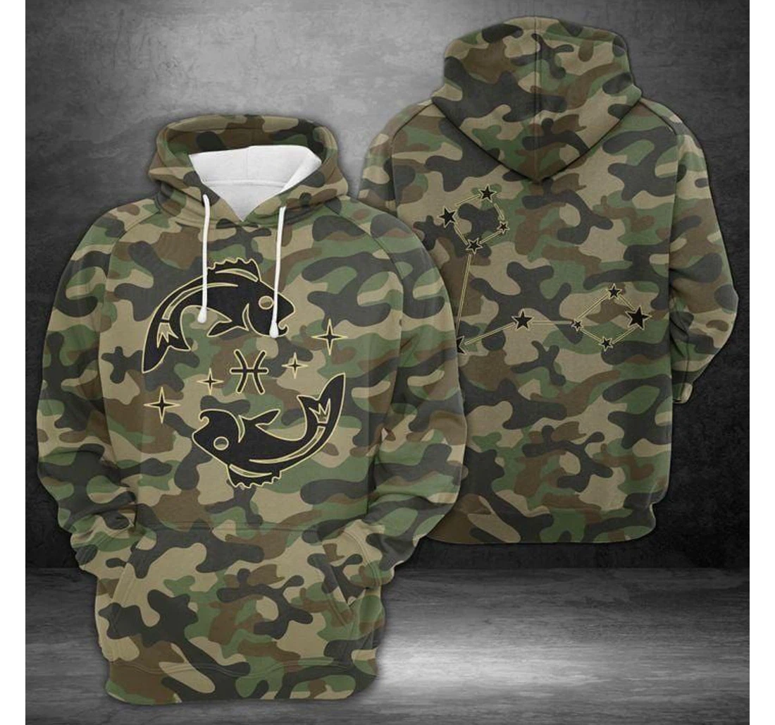 Personalized Awesome Pisces Horoscope Camo Birthday - 3D Printed Pullover Hoodie