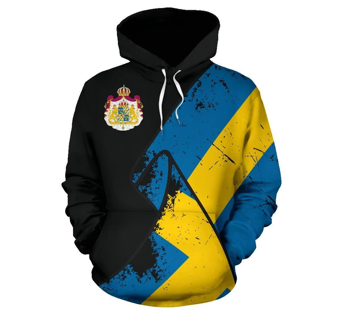 Personalized Sweden Special Grunge Flag Otaui - 3D Printed Pullover Hoodie