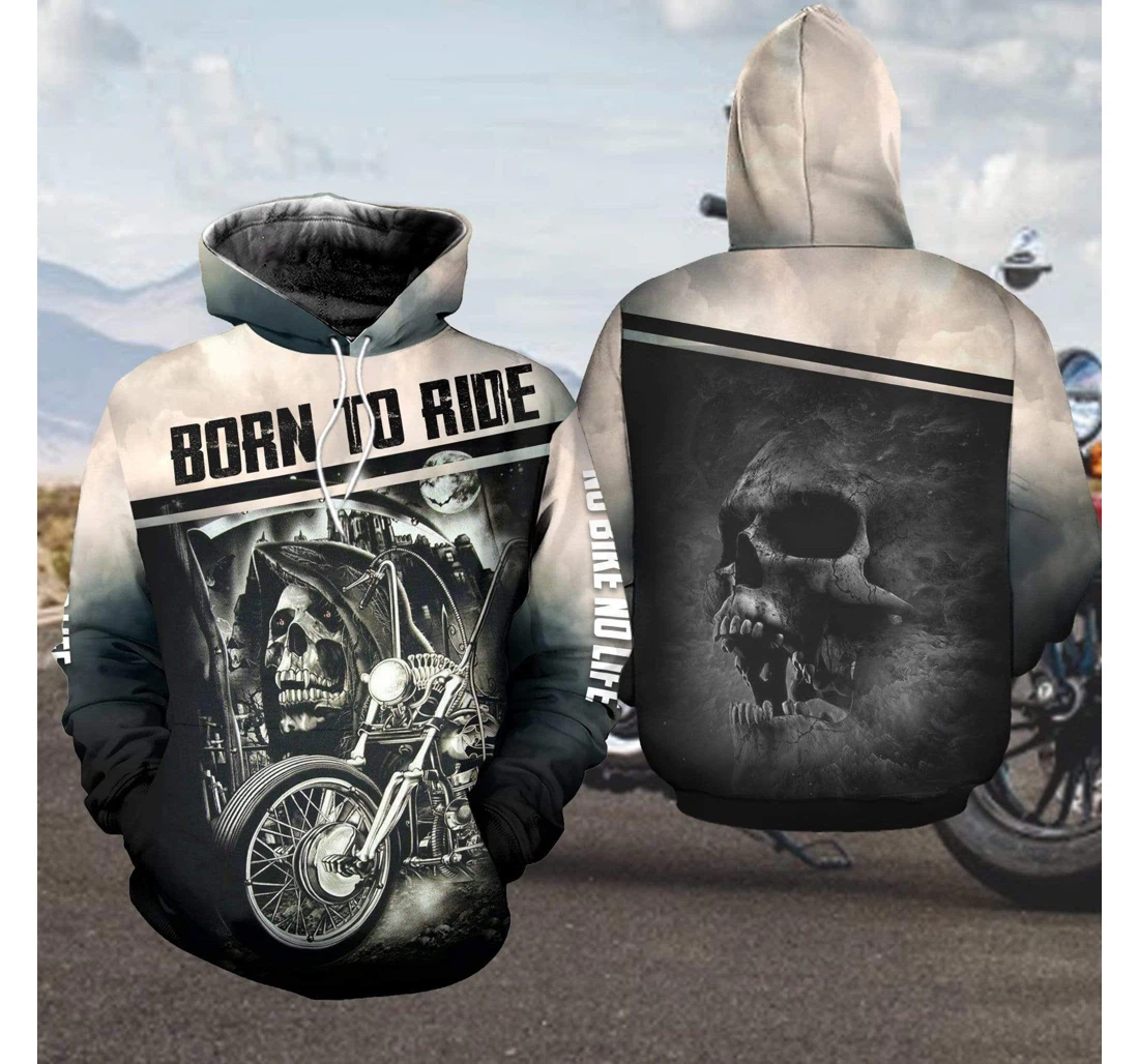 Personalized Born To Ride - 3D Printed Pullover Hoodie