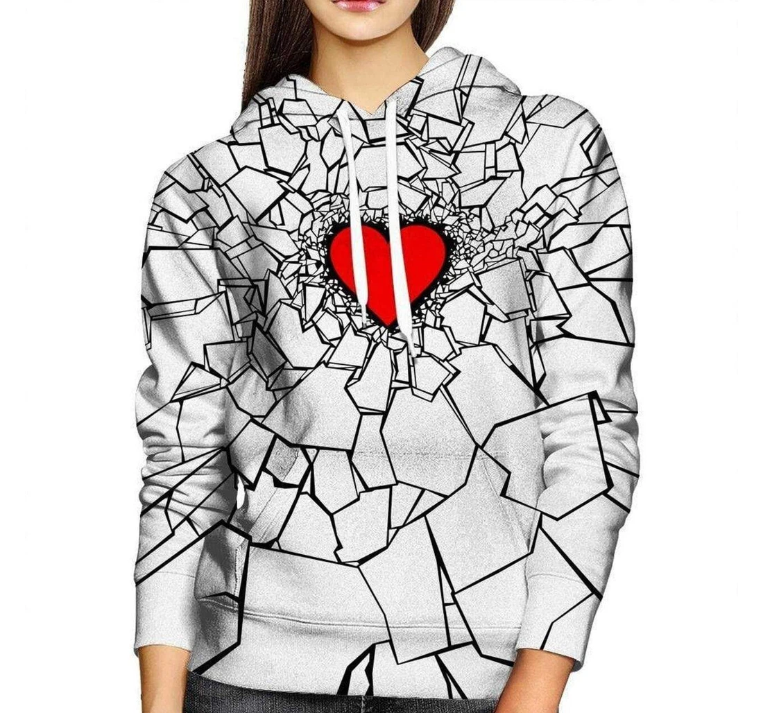 Personalized White Heartbreak - 3D Printed Pullover Hoodie