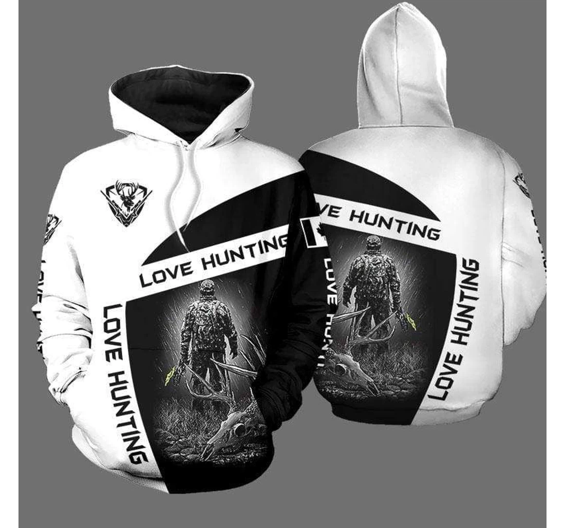 Personalized Love Hunting White - 3D Printed Pullover Hoodie