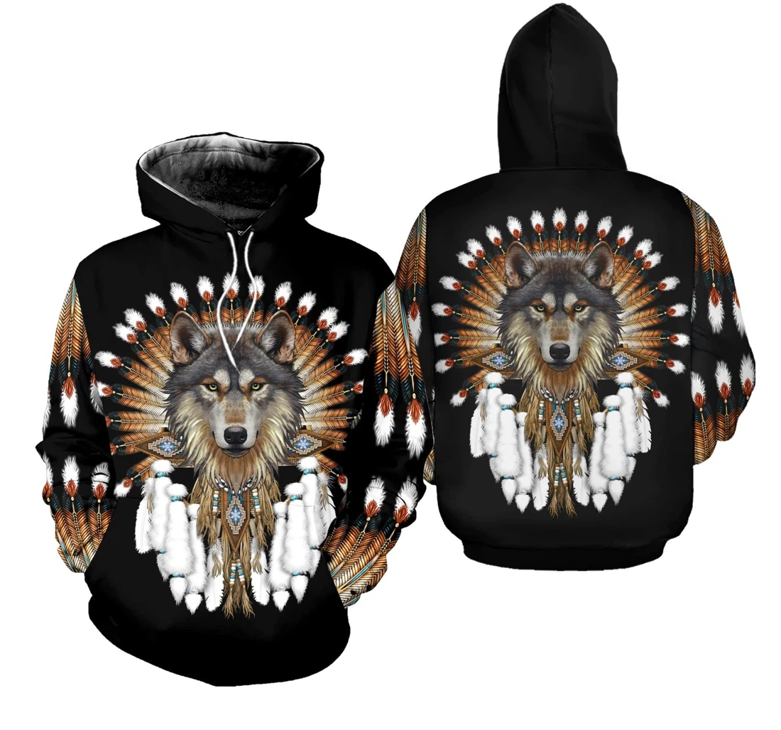 Personalized Native American Wolf - 3D Printed Pullover Hoodie