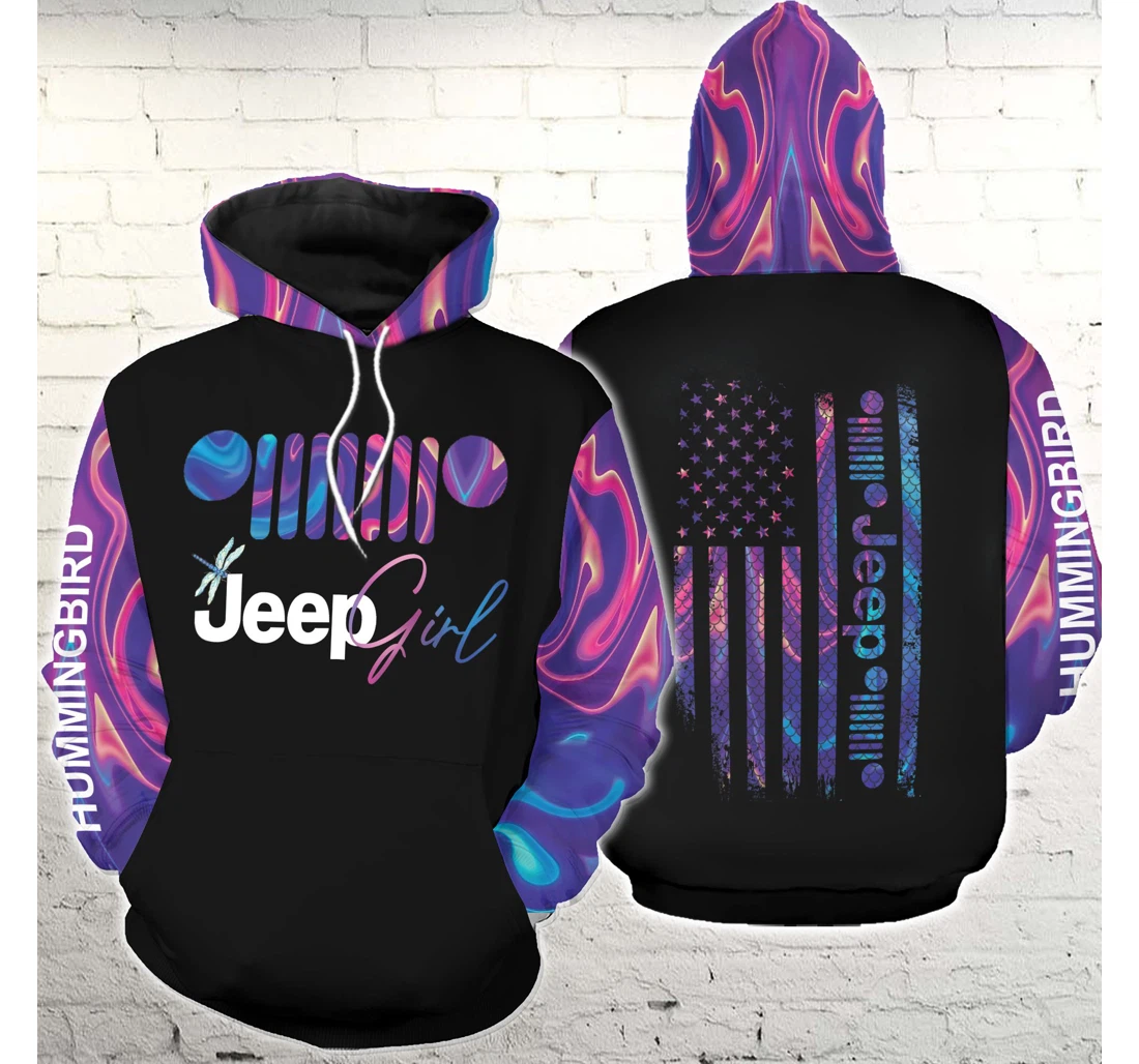 Personalized Custom Name Jeep Girl Holographic Pink Pan3hd - 3D Printed Pullover Hoodie