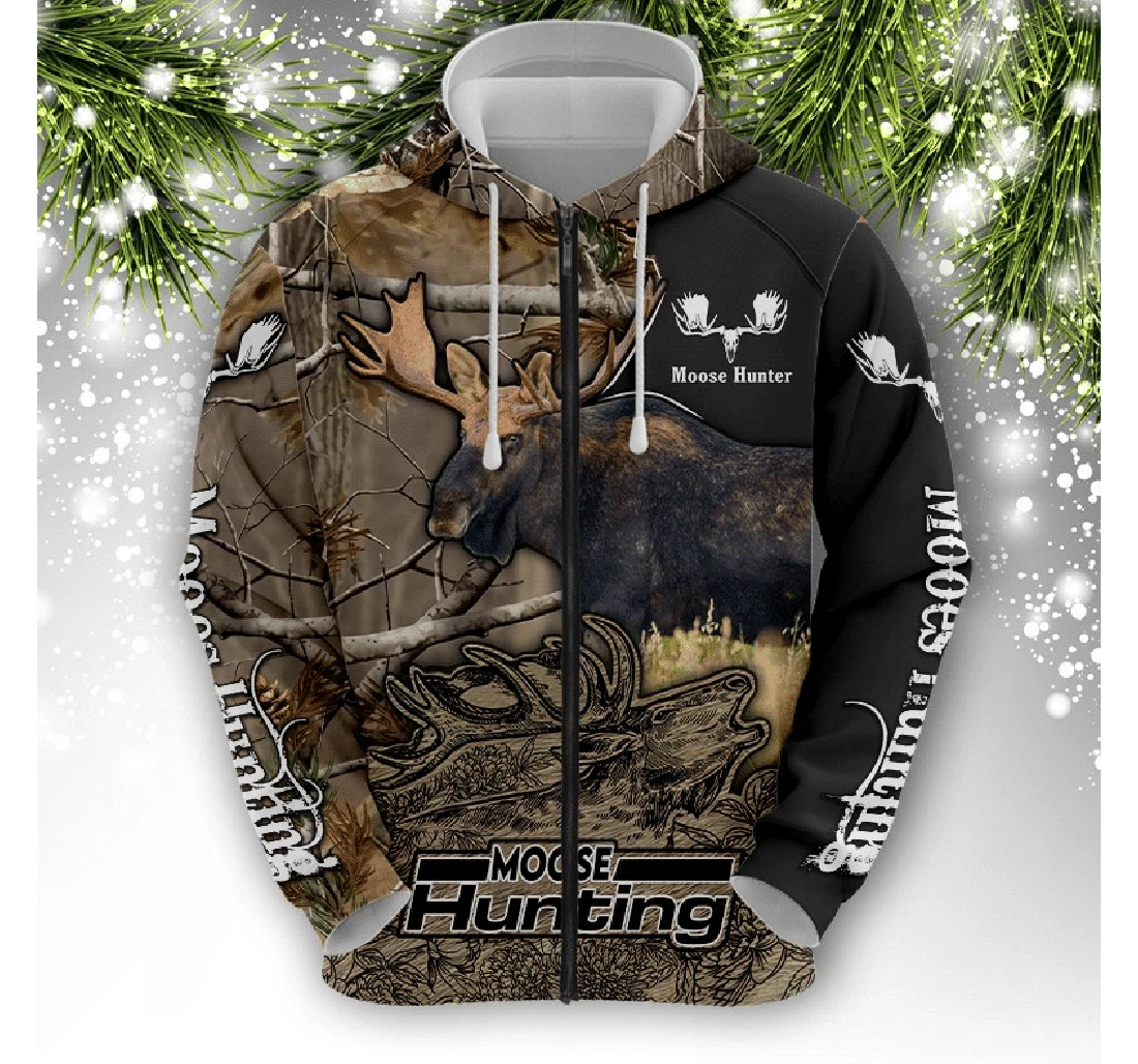 Personalized Moose Hunter - 3D Printed Pullover Hoodie