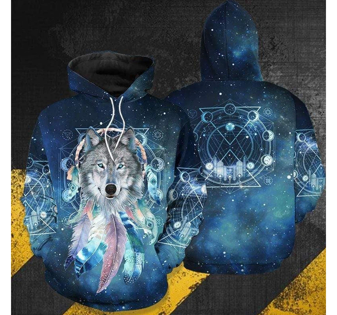 Personalized Wolf Dreamcatcher Galaxy - 3D Printed Pullover Hoodie