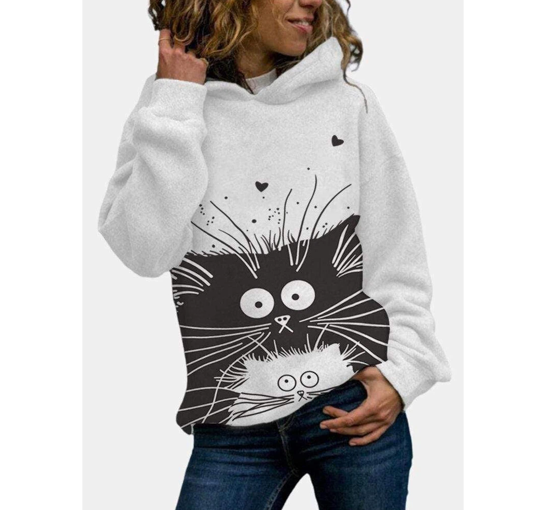 Personalized Cartoon Cats White - 3D Printed Pullover Hoodie