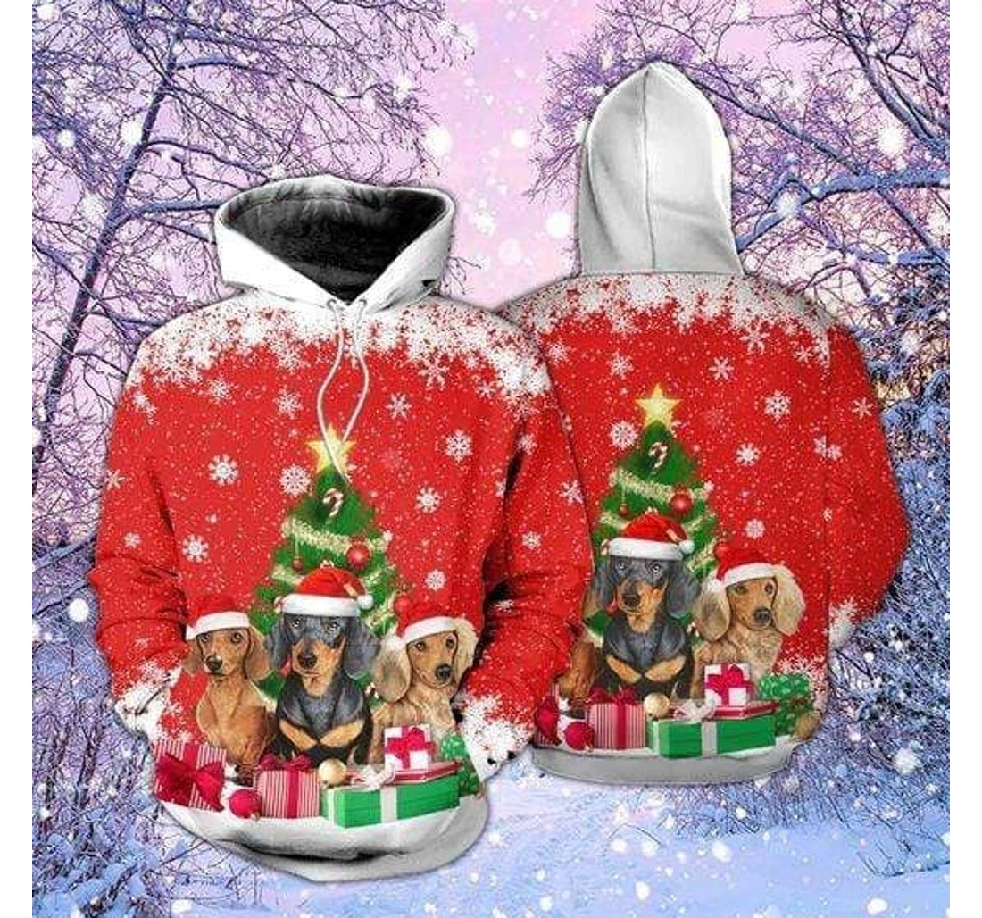 Personalized Dachshund Christmas - 3D Printed Pullover Hoodie