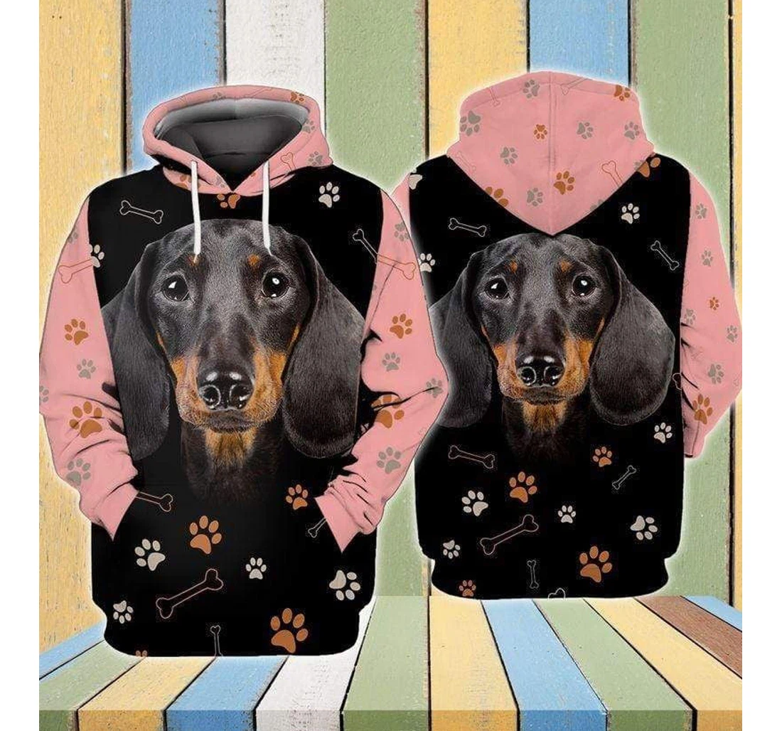 Personalized Pink Dachshund - 3D Printed Pullover Hoodie