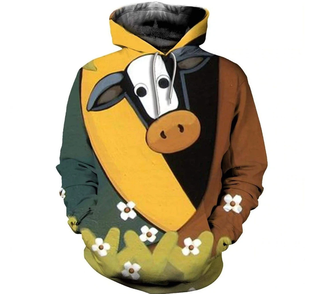 Personalized Cow Farmer - 3D Printed Pullover Hoodie