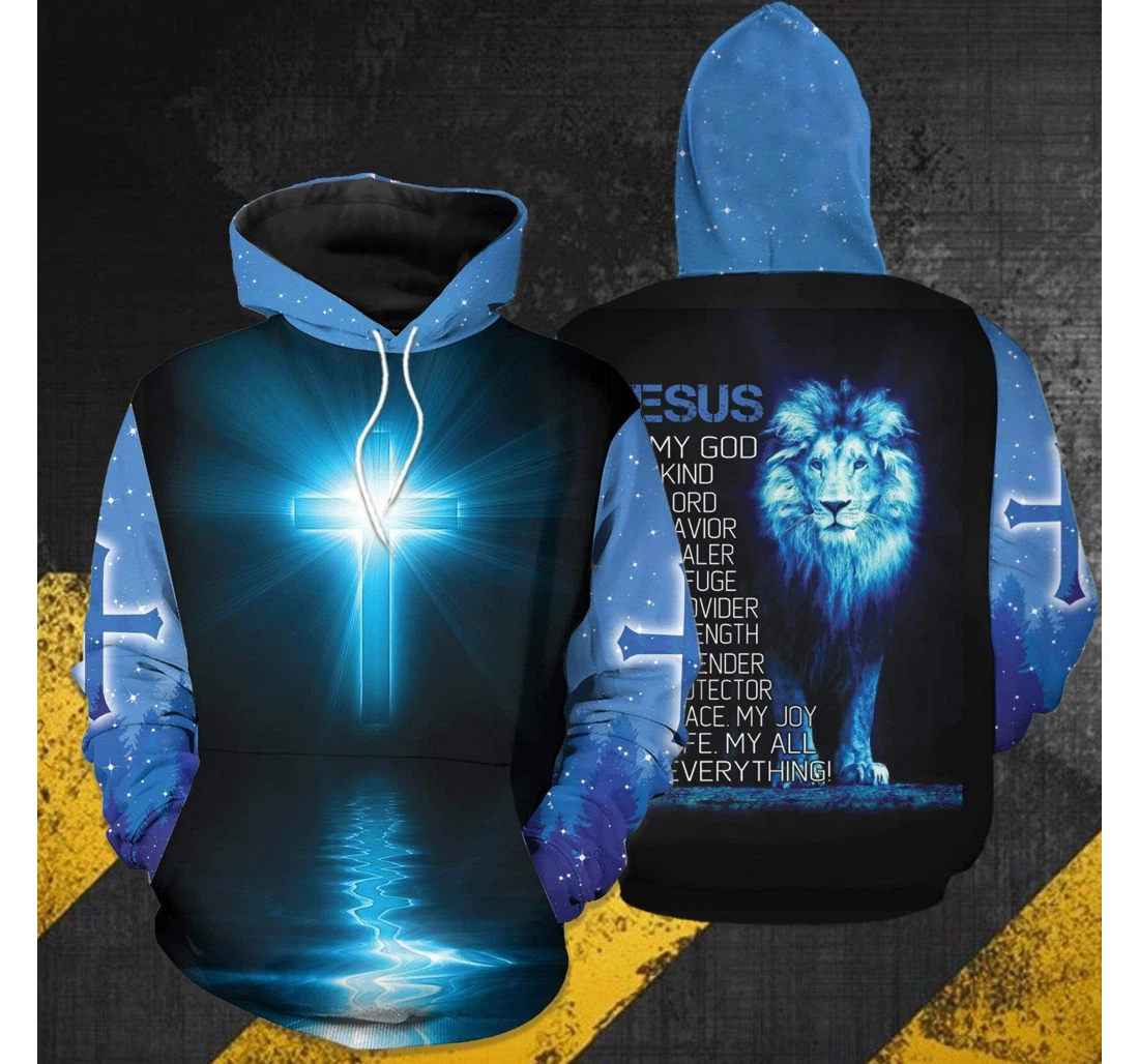 Personalized Jesus Is My King Blue Lion - 3D Printed Pullover Hoodie