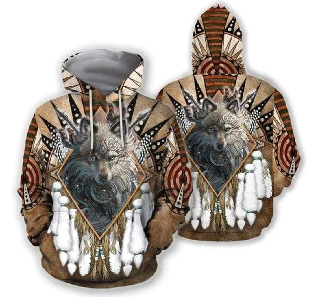 Personalized Native America Wolf Witch Pan3hd - 3D Printed Pullover Hoodie
