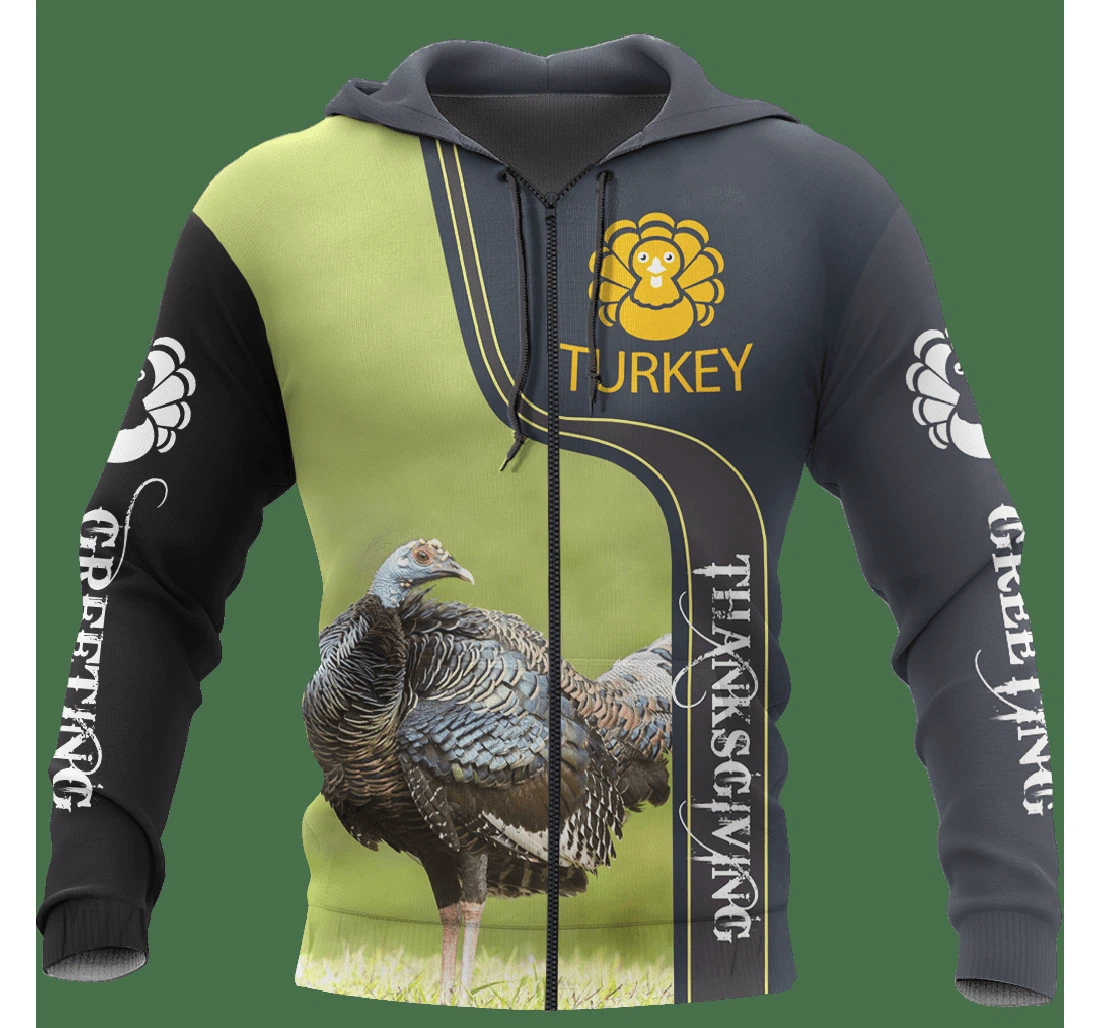 Personalized Thanksgiving Turkey - 3D Printed Pullover Hoodie