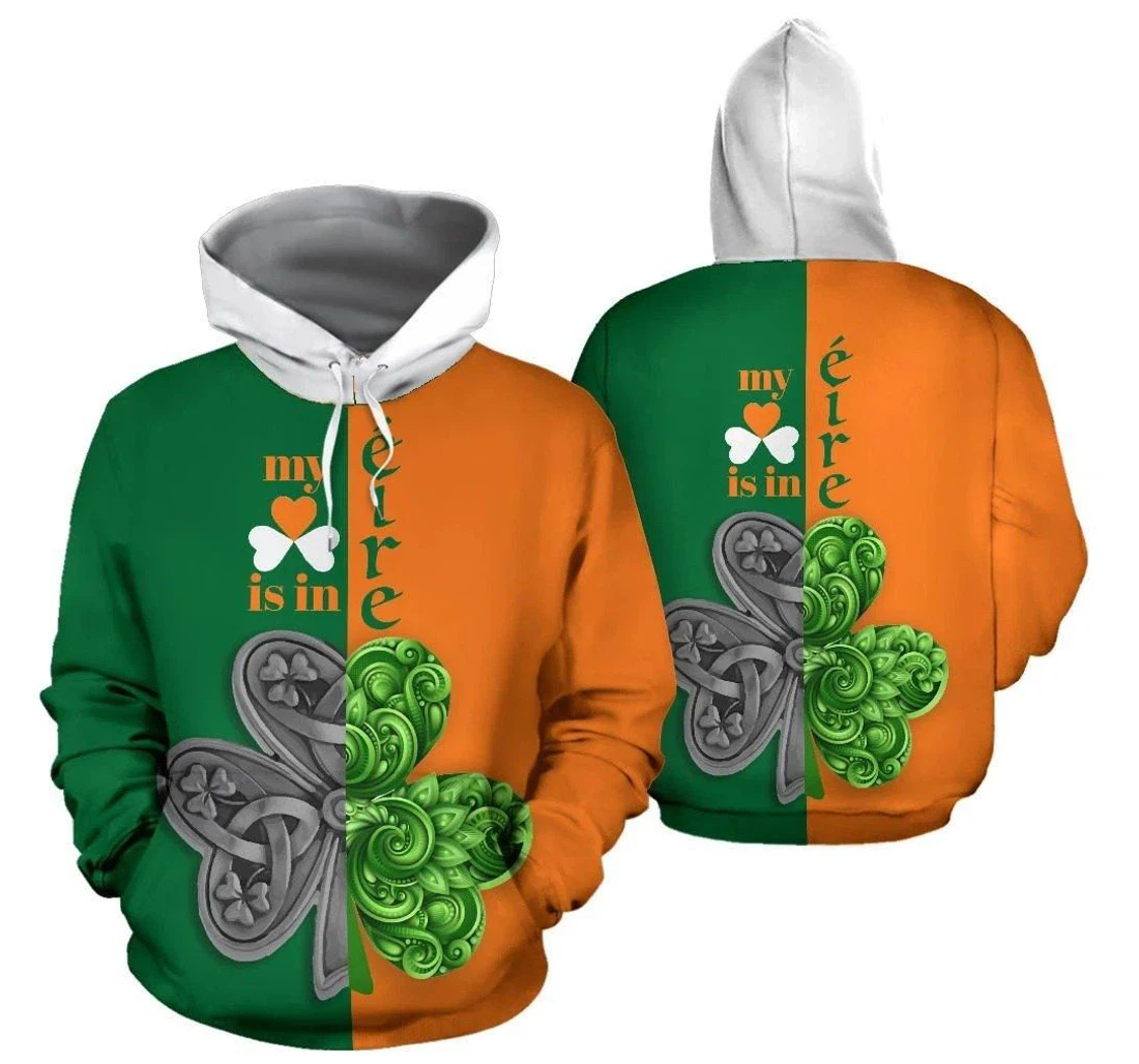Personalized Irish Saint Patrick's Day Shamrock Celtic Cross Pi - 3D Printed Pullover Hoodie