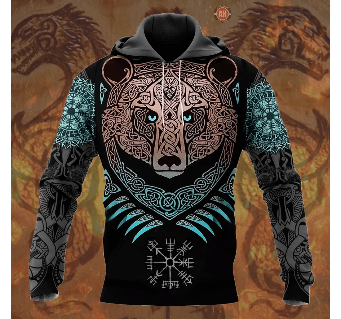 Personalized Viking Bear Warrior - 3D Printed Pullover Hoodie